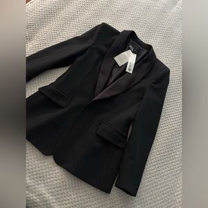 Zara Black Satin-Lapel Blazer